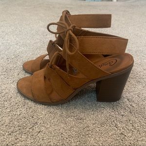 Brown Block Heel Sandals